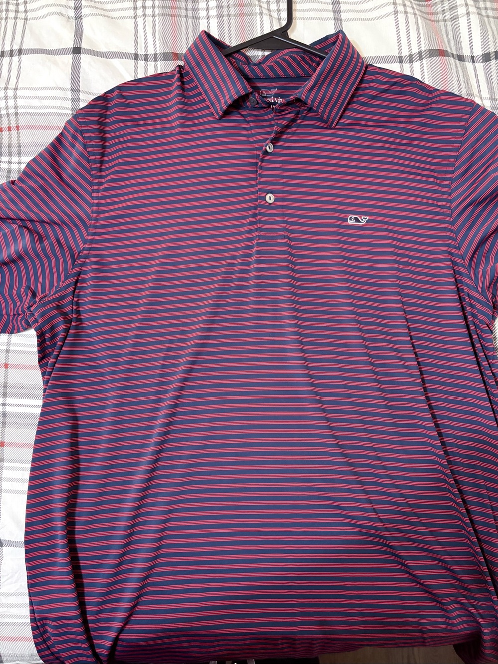 Vineyard Vines Men's burgundy and navy Blue Striped Polo